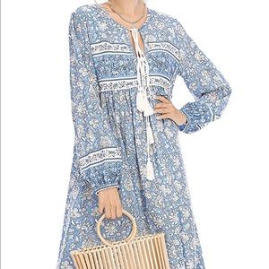 R.Vivimos Long Sleeve Floral Bohemian Midi Dress